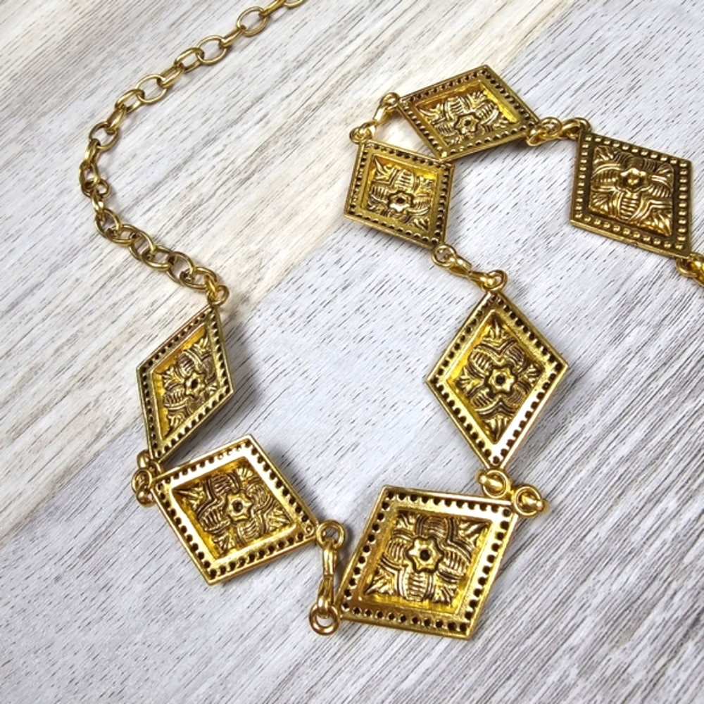 New Boho Rhombus Metal Statement Belt - Picture 4 of 6